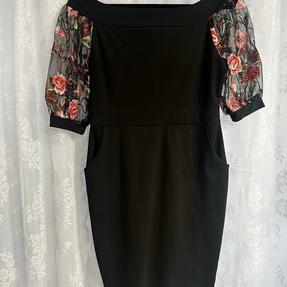 Women's Retro Bodycon Slash Neck Formal Office Work Casual Party Pencil Dress - Picture 3 of 3